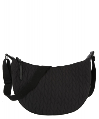 Leaf Quilted Hobo Crossbody Bag LM0346 BLACK